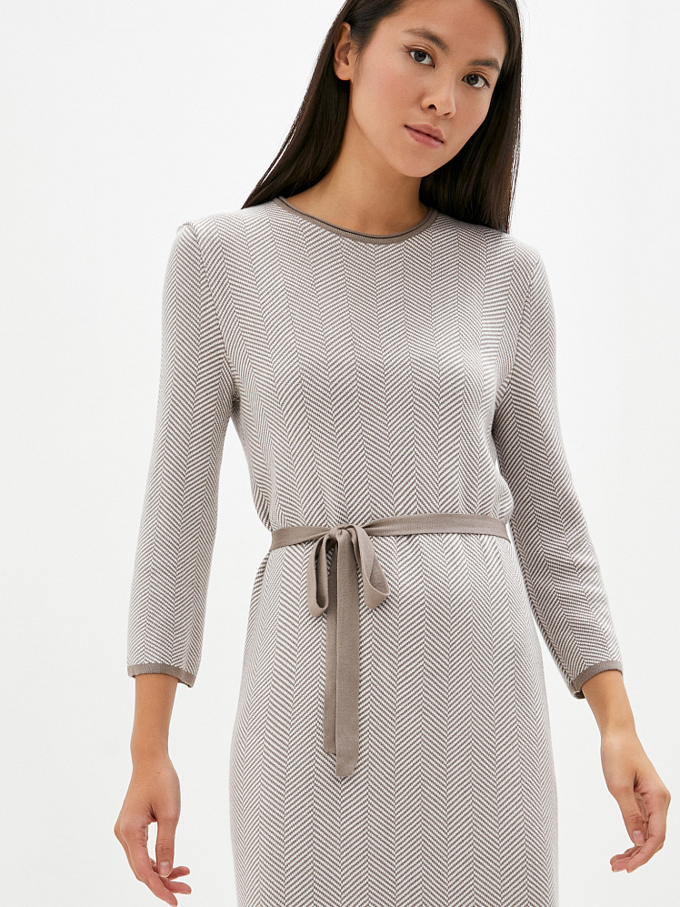 Платье женское М0260 бежевый-белый